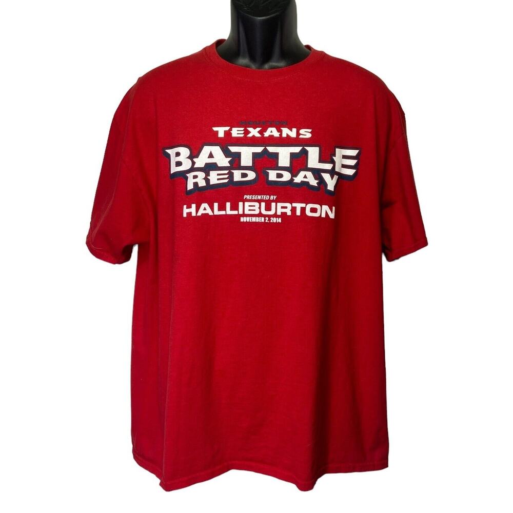FRUIT OF THE LOOM HOUSTON‎ TEXANS BATTLE RED DAY T-SHIRT 2014 MEN SIZE XL